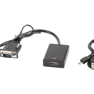 Cablu adaptor VGA(M) + minijack 3,5 mm(M) HDMI(F) 20 cm negru
