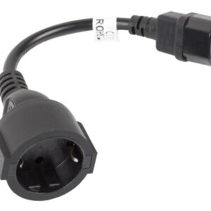 Cablu adaptor IEC 320 C14 Schuko(F) pentru UPS 20 cm negru