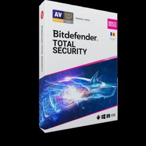 Licenta retail Bitdefender Total Security - protectie anti-malwarecompleta pentru Windows, macOS, iOS si Android, valabilapentru 1 an, 10 dispozitive, new