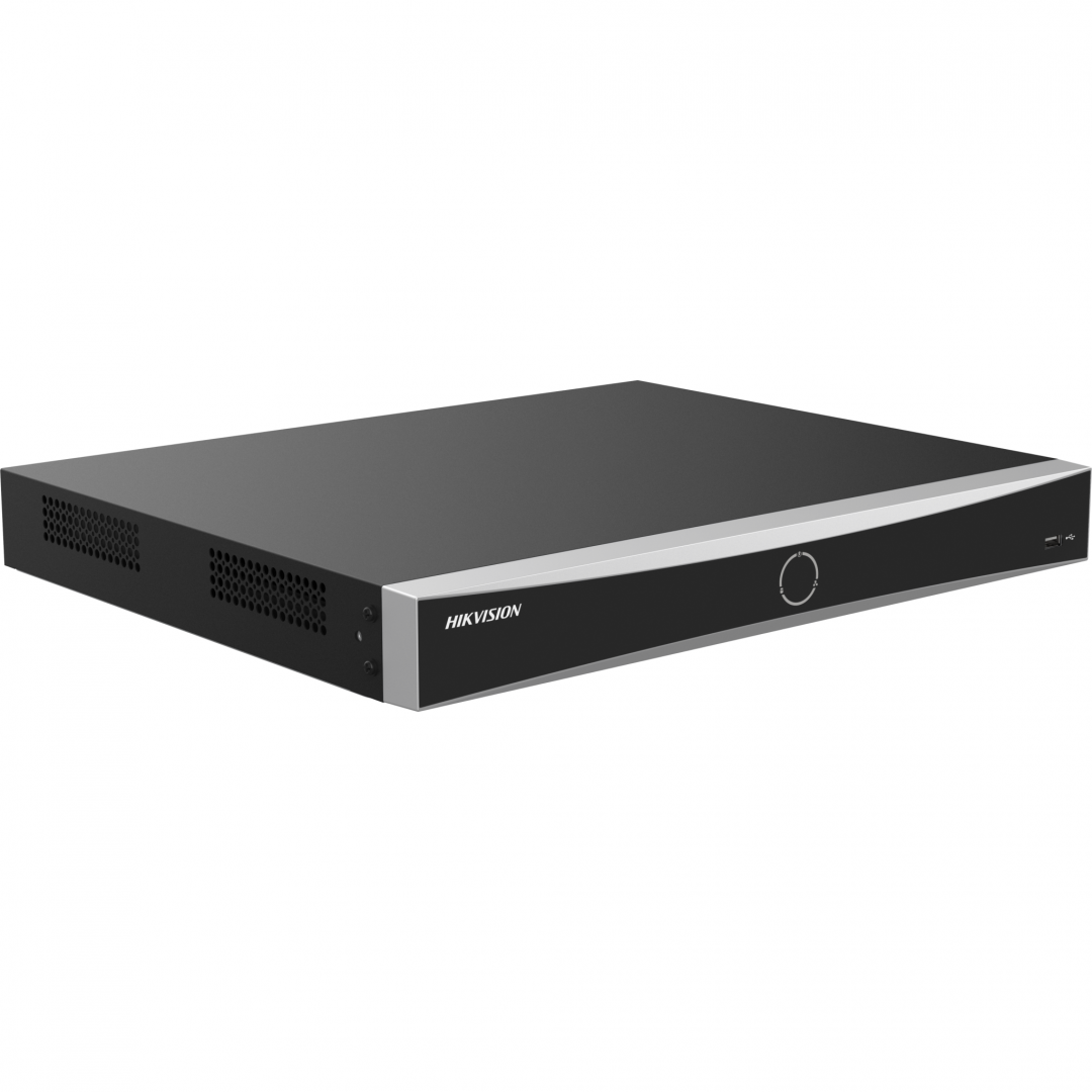 NVR Hikvision 16 canale AcuSearch DS-7616NXI-K2(E); Enable AI by NVR: 16-ch@1080p (2 MP, 30 fps) / Disable AI by NVR: 16-ch@1080p (2 MP, 30 fps), H.265, H.265+, H.264, H.264+, iesiri: HDMI (4K)/VGA independente, 2x SATA max 16TB pe HDD, AI by NVR: Facial recognition, perimeter protection, motion - imagine 3