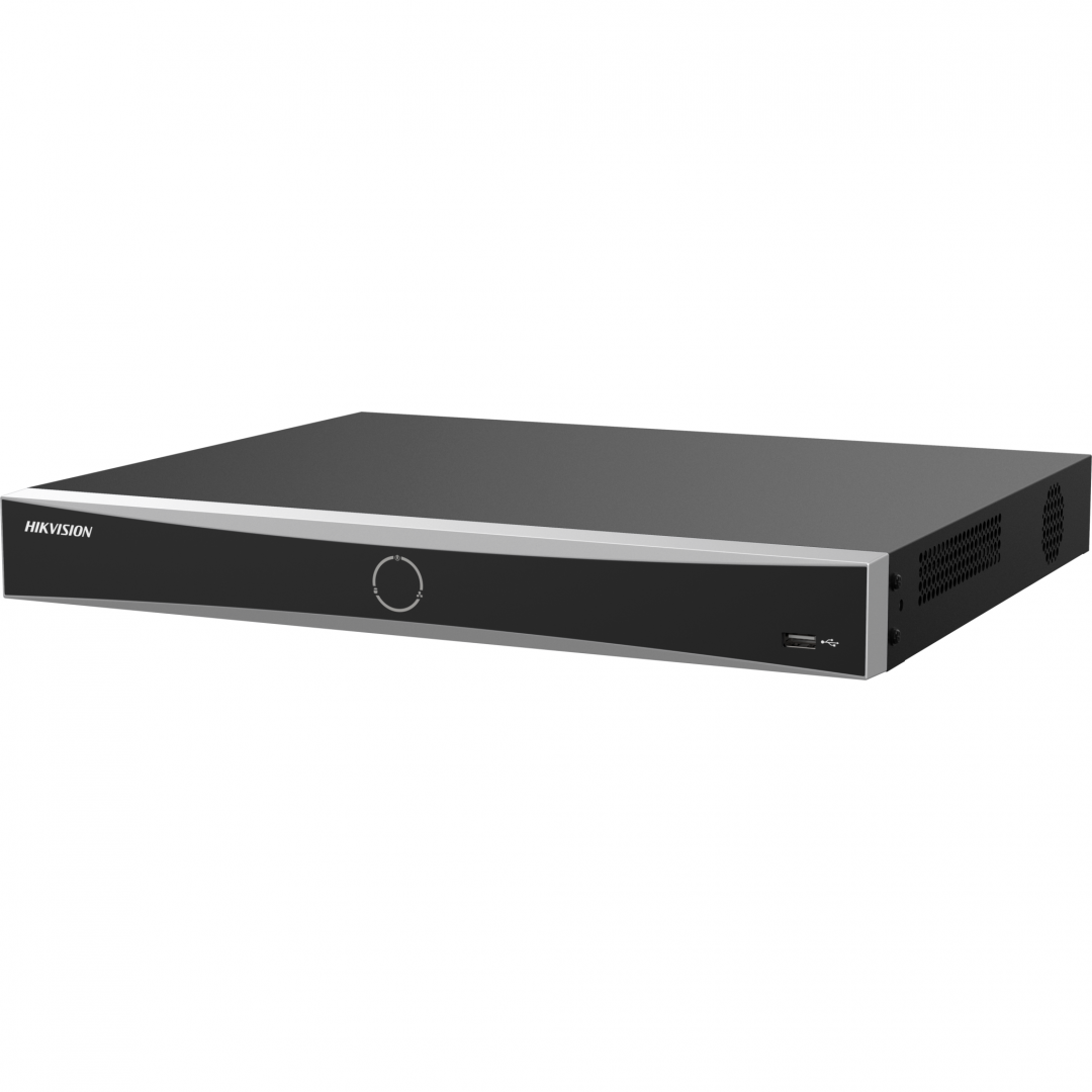 NVR Hikvision 16 canale AcuSearch DS-7616NXI-K2(E); Enable AI by NVR: 16-ch@1080p (2 MP, 30 fps) / Disable AI by NVR: 16-ch@1080p (2 MP, 30 fps), H.265, H.265+, H.264, H.264+, iesiri: HDMI (4K)/VGA independente, 2x SATA max 16TB pe HDD, AI by NVR: Facial recognition, perimeter protection, motion